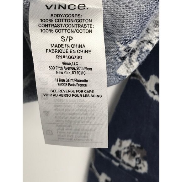 Vince Men's Ikat Floral Print Button Long Sleeve Shirt Blue Size Small NEW - Picture 7 of 8